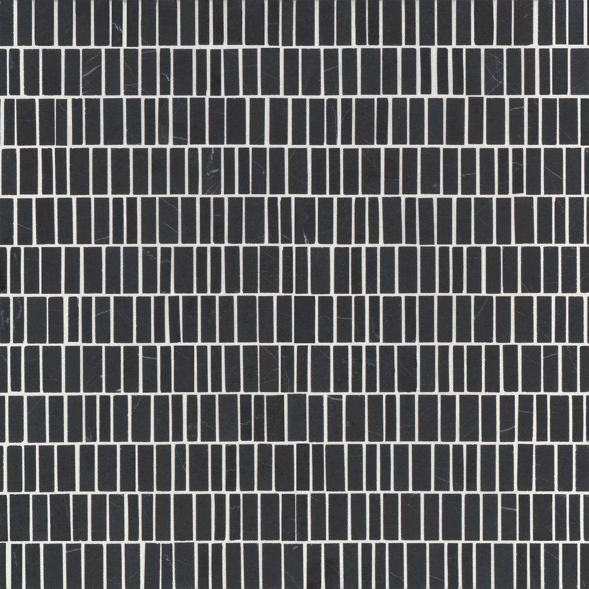 Bedrosians Monet Honed Marble Mosaic 7 Tile in Nero Marquina | Item Code 100001420