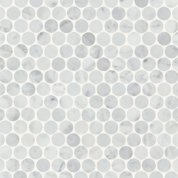 Bedrosians Monet Honed Marble Mosaic 8 Tile in White Carrara | Item Code 100001427