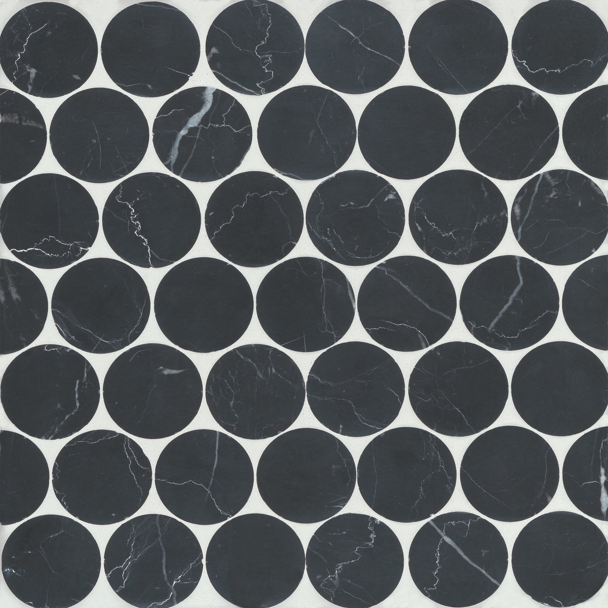 Bedrosians Monet Honed Marble Mosaic 10 Tile in Nero Marquina | Item Code 100001444