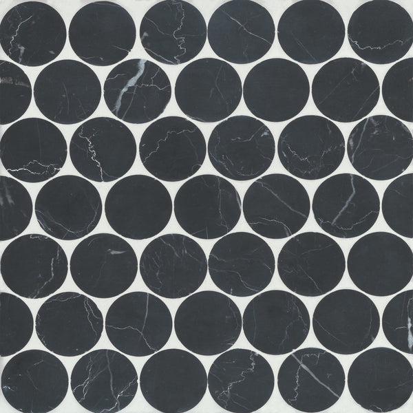 Bedrosians Monet Honed Marble Mosaic 10 Tile in Nero Marquina | Item Code 100001444