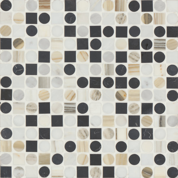 Bedrosians Modni Monroe Honed Marble Mosaic Tile in Warm Blend | Item Code 100001708