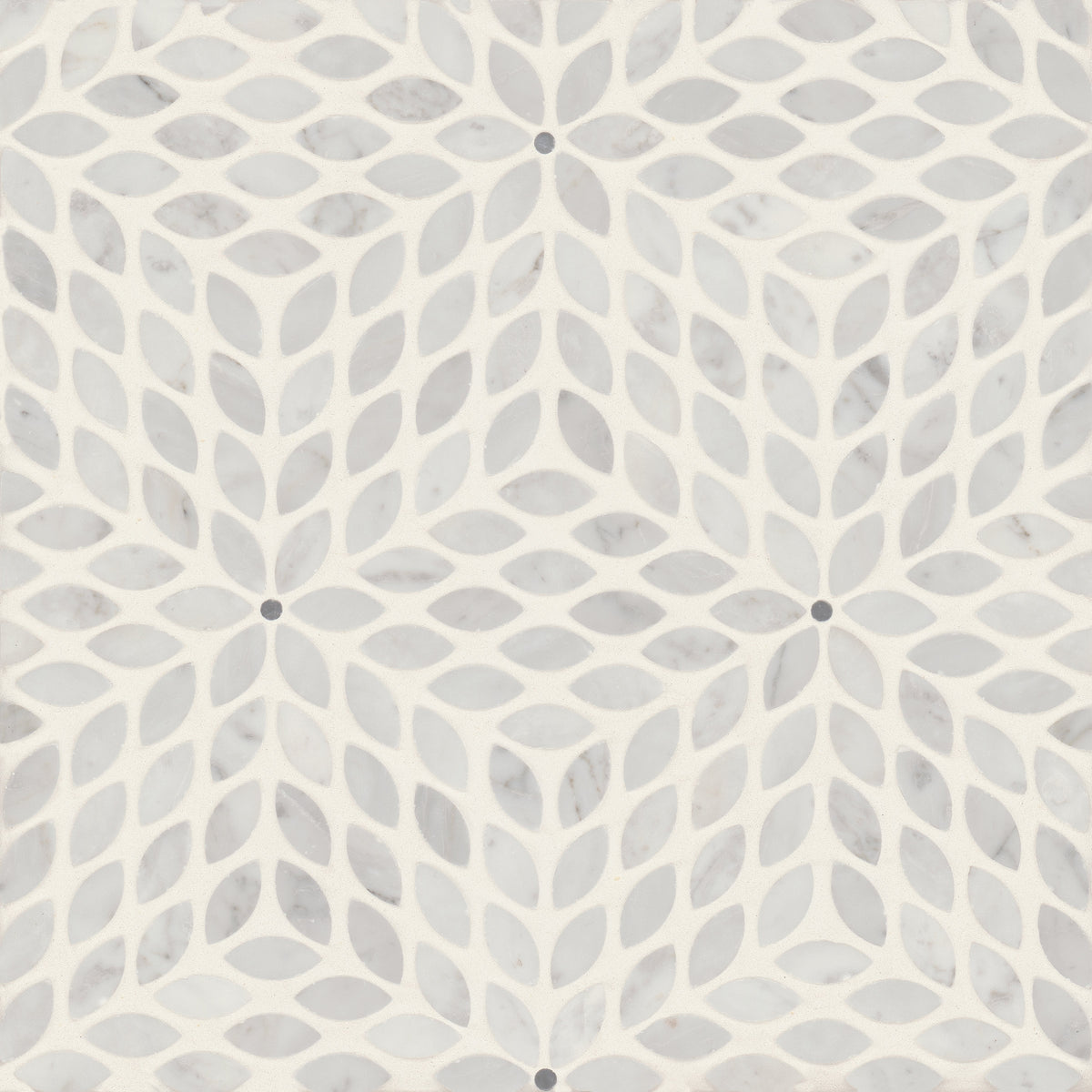 Bedrosians Celeste Honed Marble Blend Mosaic Tile in White Carrara & Bardiglio | Item Code 100001712
