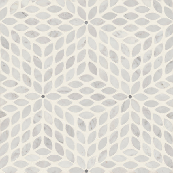 Bedrosians Celeste Honed Marble Blend Mosaic Tile in White Carrara & Bardiglio | Item Code 100001712