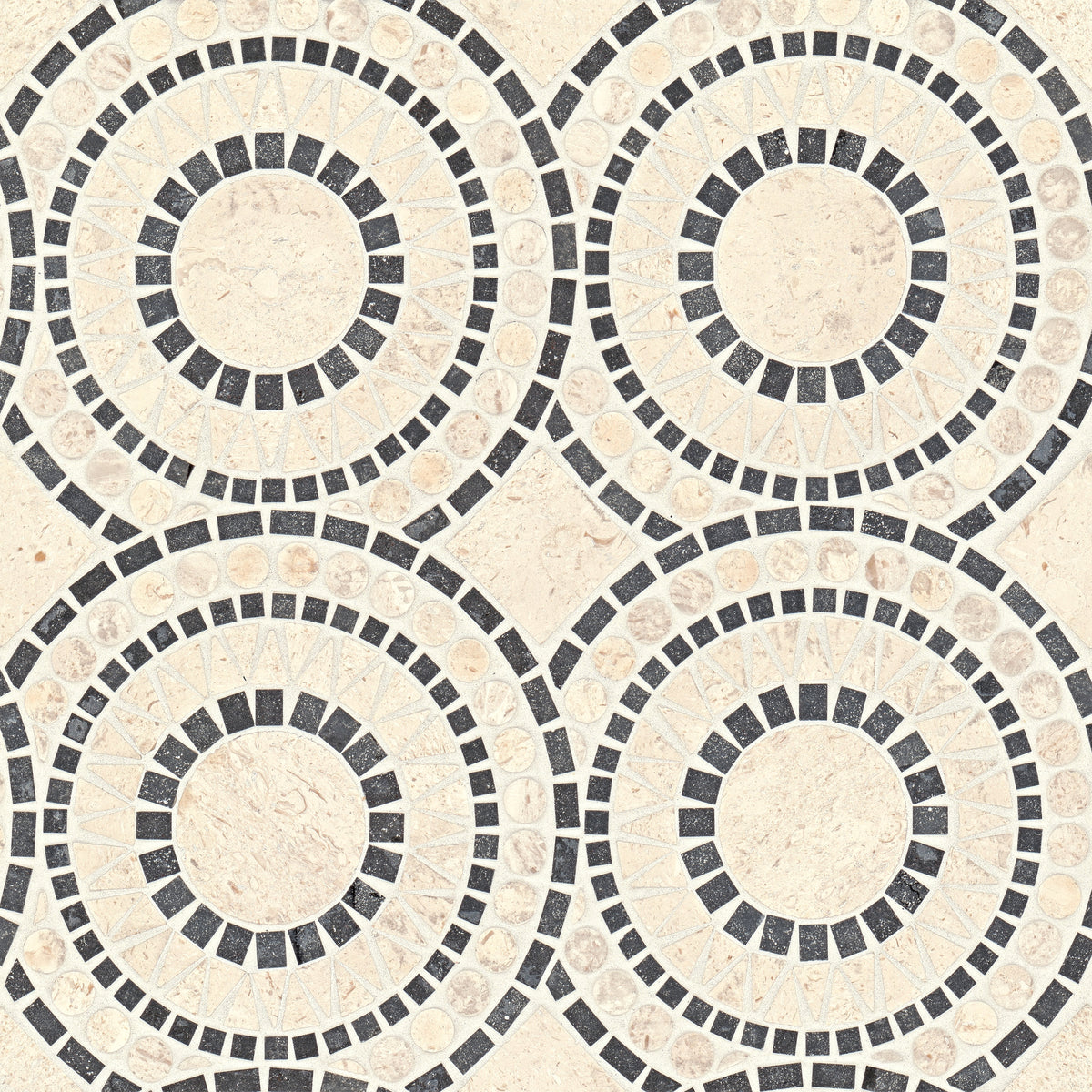 Bedrosians Solis Honed Marble Blend Mosaic Tile in Myra Beige & Basalt | Item Code 100001719
