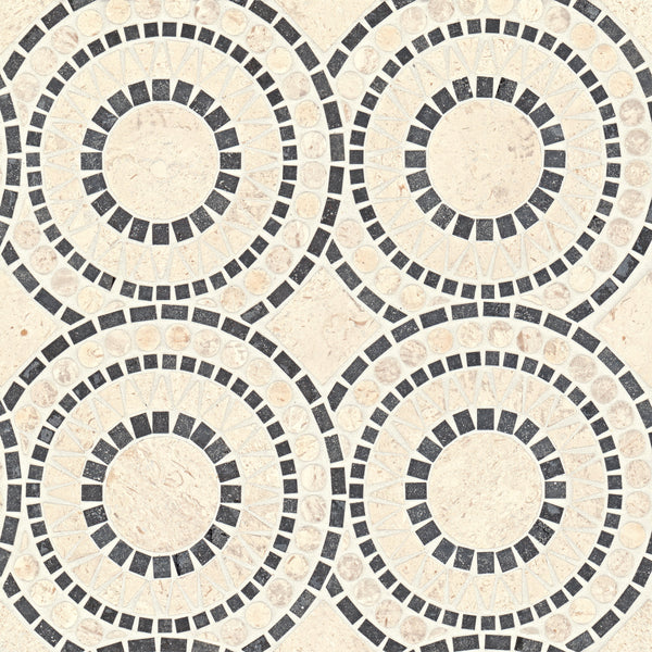 Bedrosians Solis Honed Marble Blend Mosaic Tile in Myra Beige & Basalt | Item Code 100001719