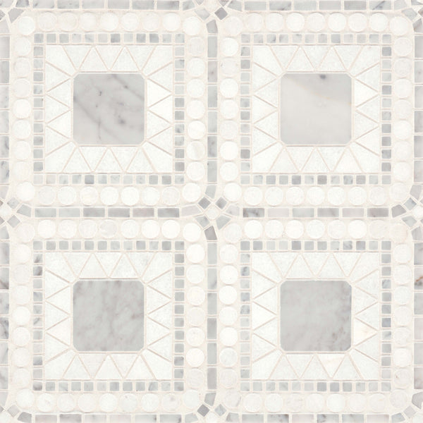 Bedrosians Atrium Honed Marble Blend Mosaic Tile in White Carrara & White Thassos | Item Code 100001720