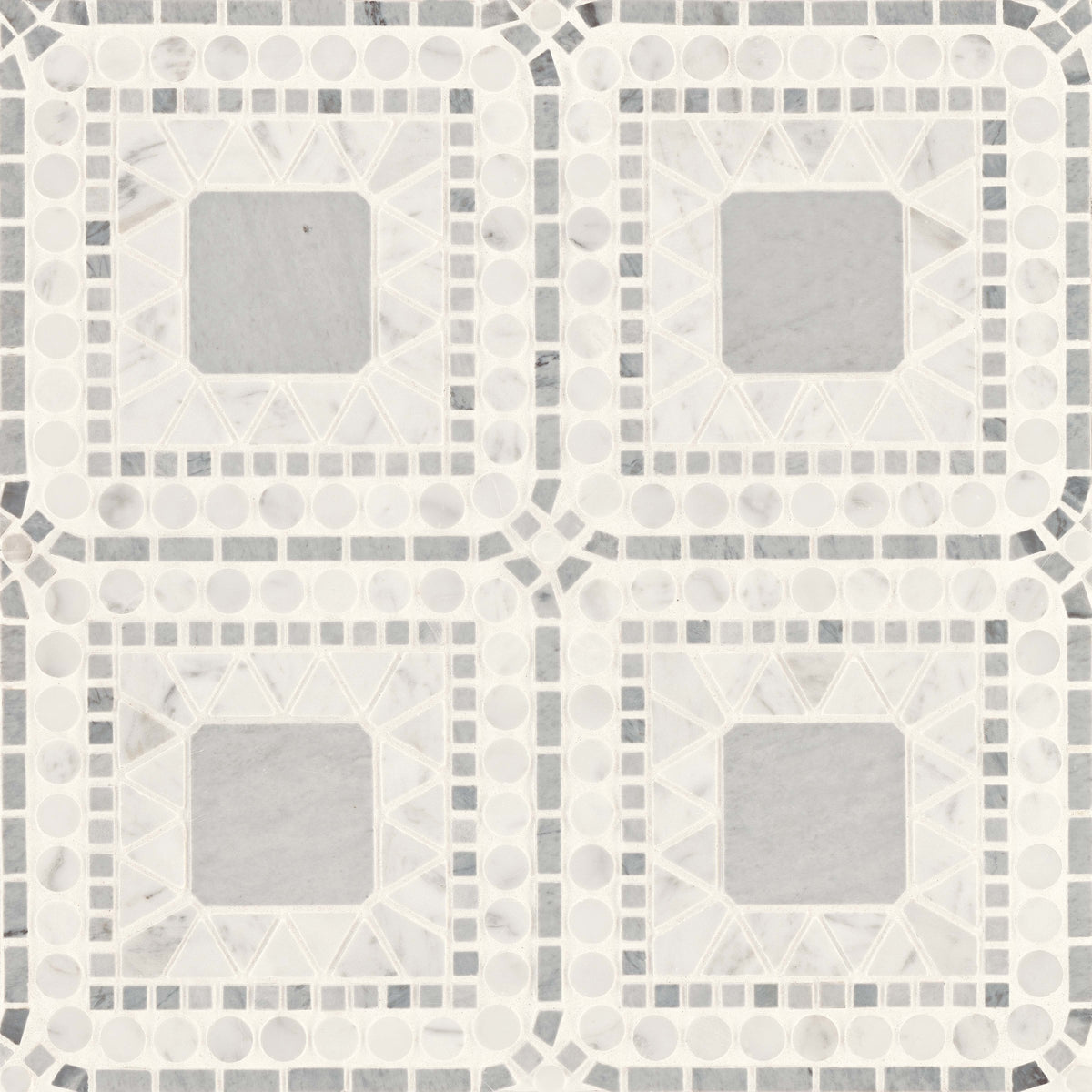 Bedrosians Atrium Honed Marble Blend Mosaic Tile in White Carrara & Bardiglio | Item Code 100001721