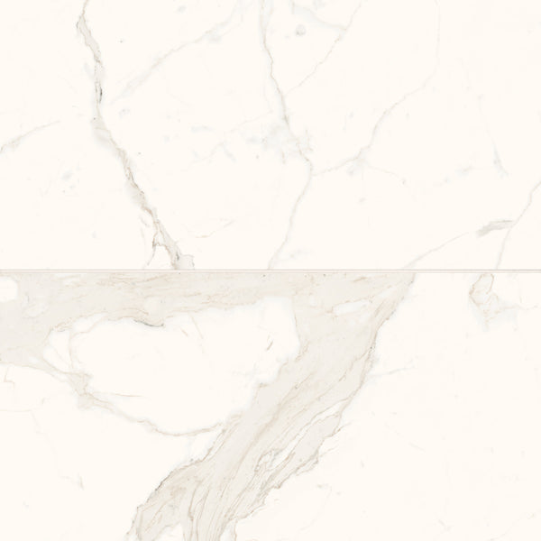 Bedrosians Magnifica Era 24" x 48" - 8mm Polished Porcelain Tile in Calacatta Super White | Item Code 100002304