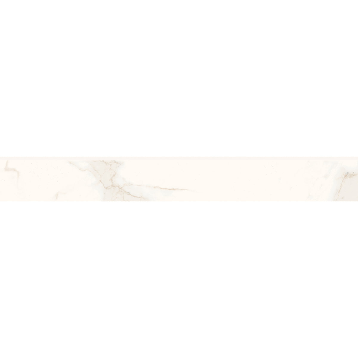 Bedrosians Magnifica 3" x 24" Polished Bullnose Porcelain Tile in Calacatta Super White | Item Code 100002310