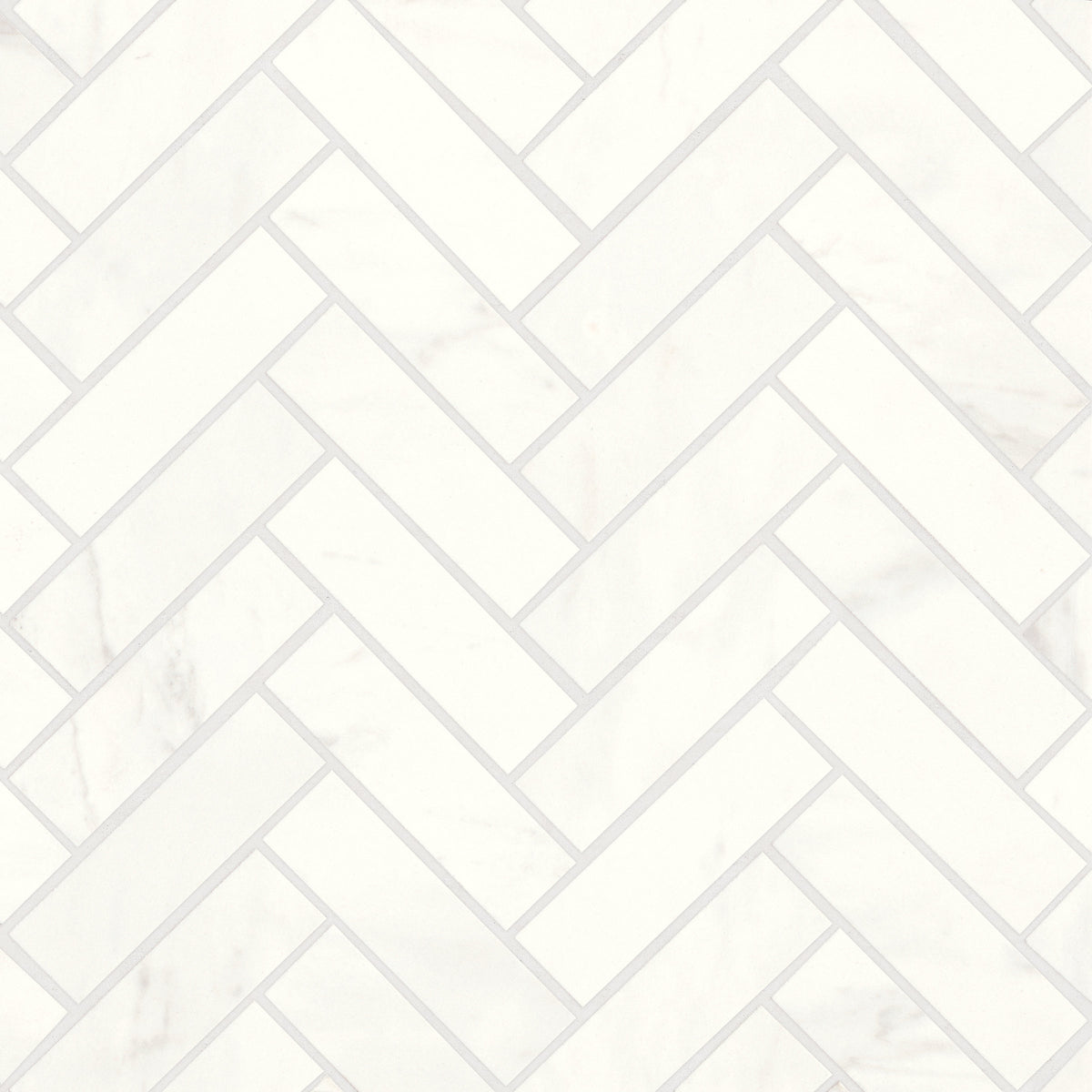 Bedrosians Magnifica Era 1" x 4" - 8mm Honed Herringbone Porcelain Mosaic Tile in Luxe White | Item Code 100002315