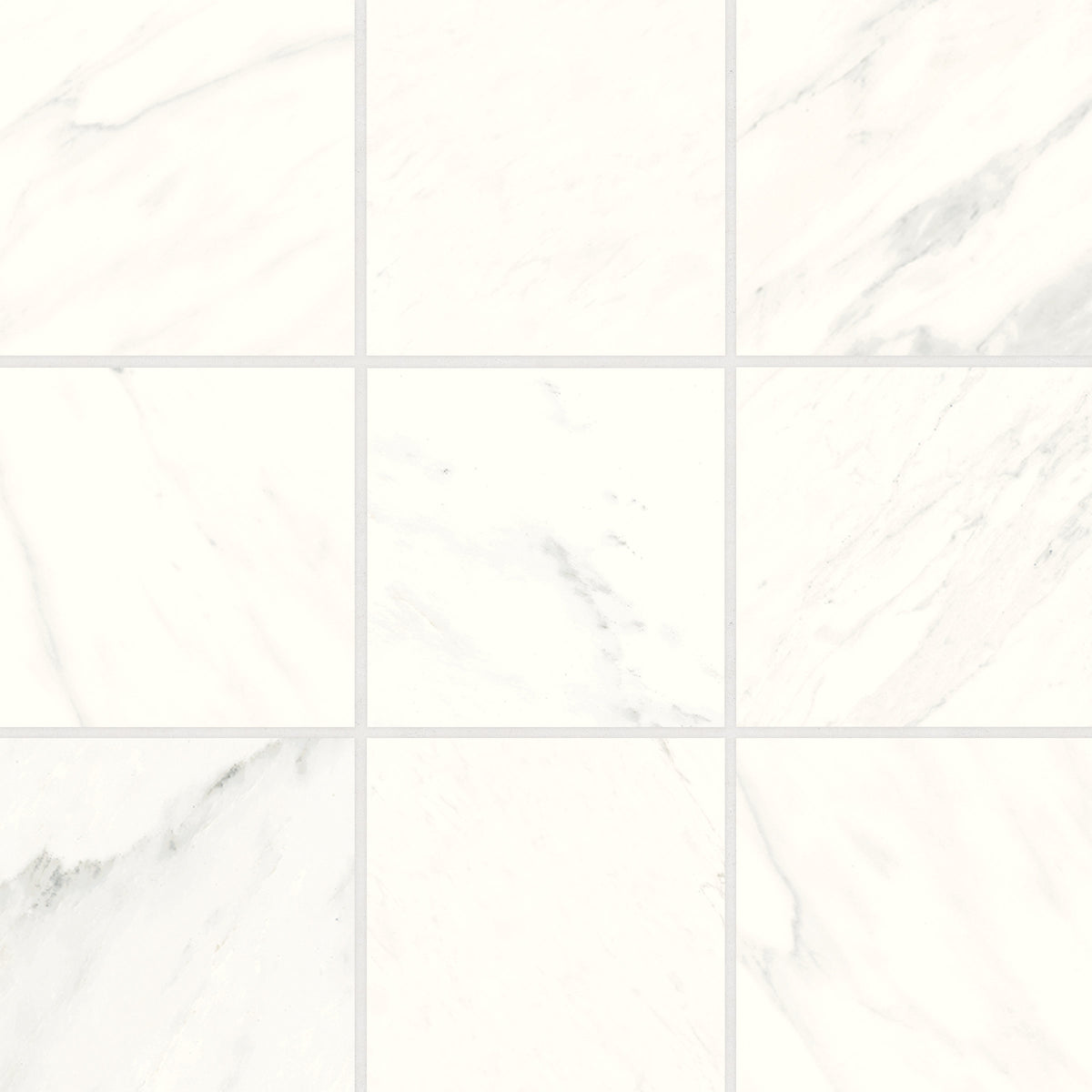 Bedrosians Magnifica Era 4" x 4" - 8mm Honed Porcelain Mosaic Tile in Luxe White | Item Code 100002317