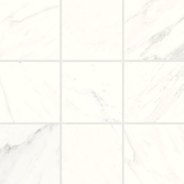 Bedrosians Magnifica Era 4" x 4" - 8mm Honed Porcelain Mosaic Tile in Luxe White | Item Code 100002317