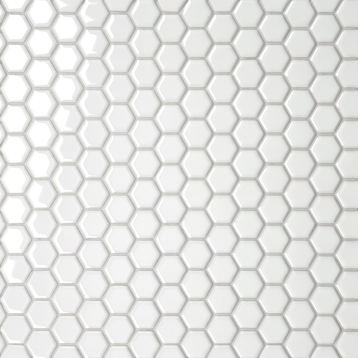 Bedrosians Le Cafe 1" x 1" Hexagon Glossy Porcelain Mosaic Tile in White | Item Code 100002401