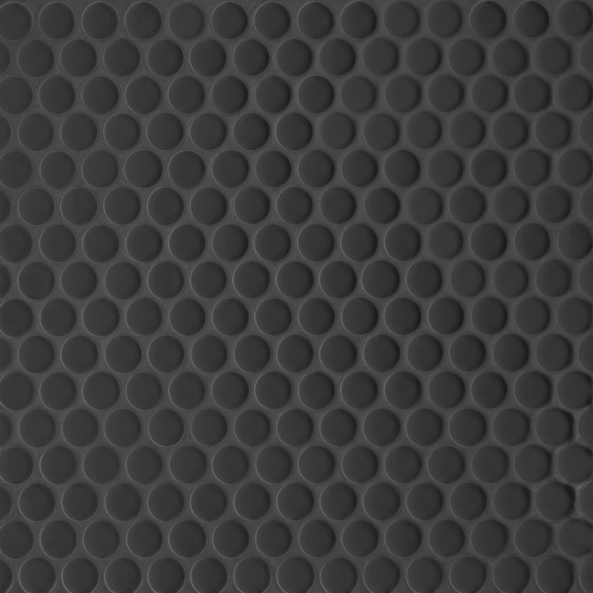 Bedrosians Le Cafe 3/4" x 3/4" Penny Round Matte Porcelain Mosaic Tile in Black | Item Code 100002404