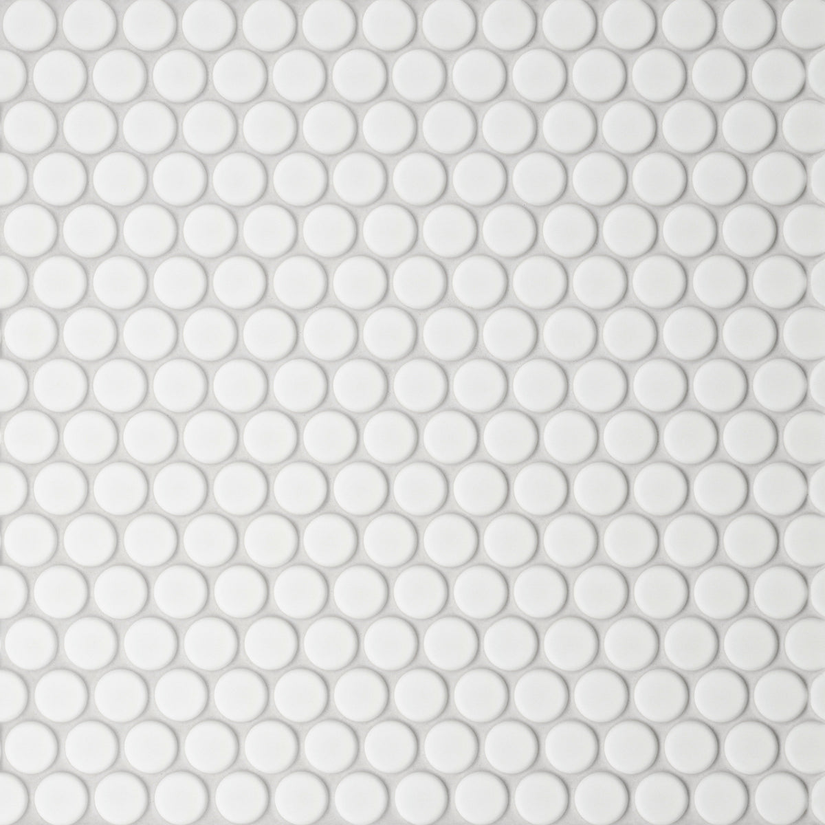 Bedrosians Le Cafe 3/4" x 3/4" Penny Round Matte Porcelain Mosaic Tile in White | Item Code 100002405
