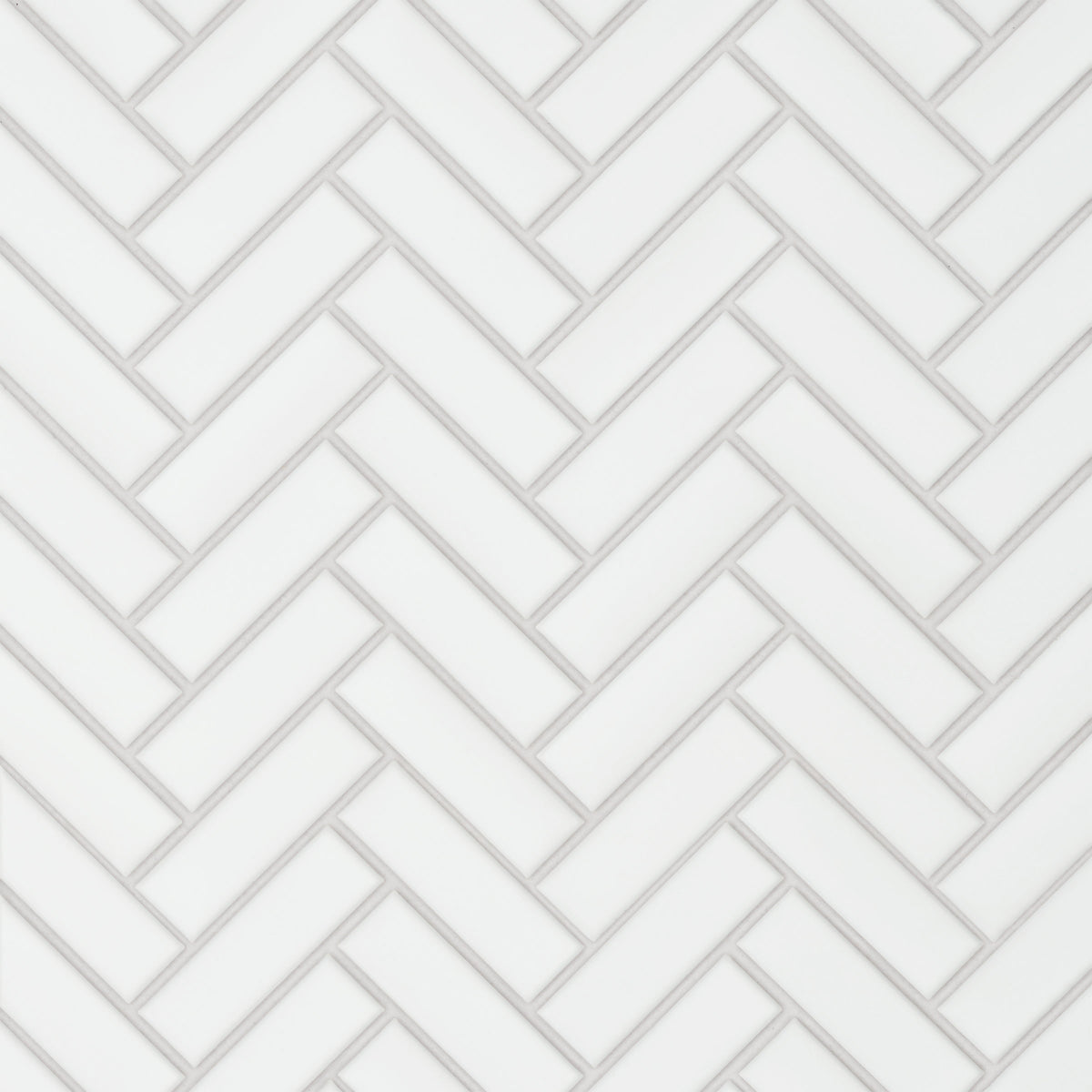 Bedrosians Le Cafe 1" x 3" Herringbone Matte Porcelain Mosaic Tile in White | Item Code 100002413