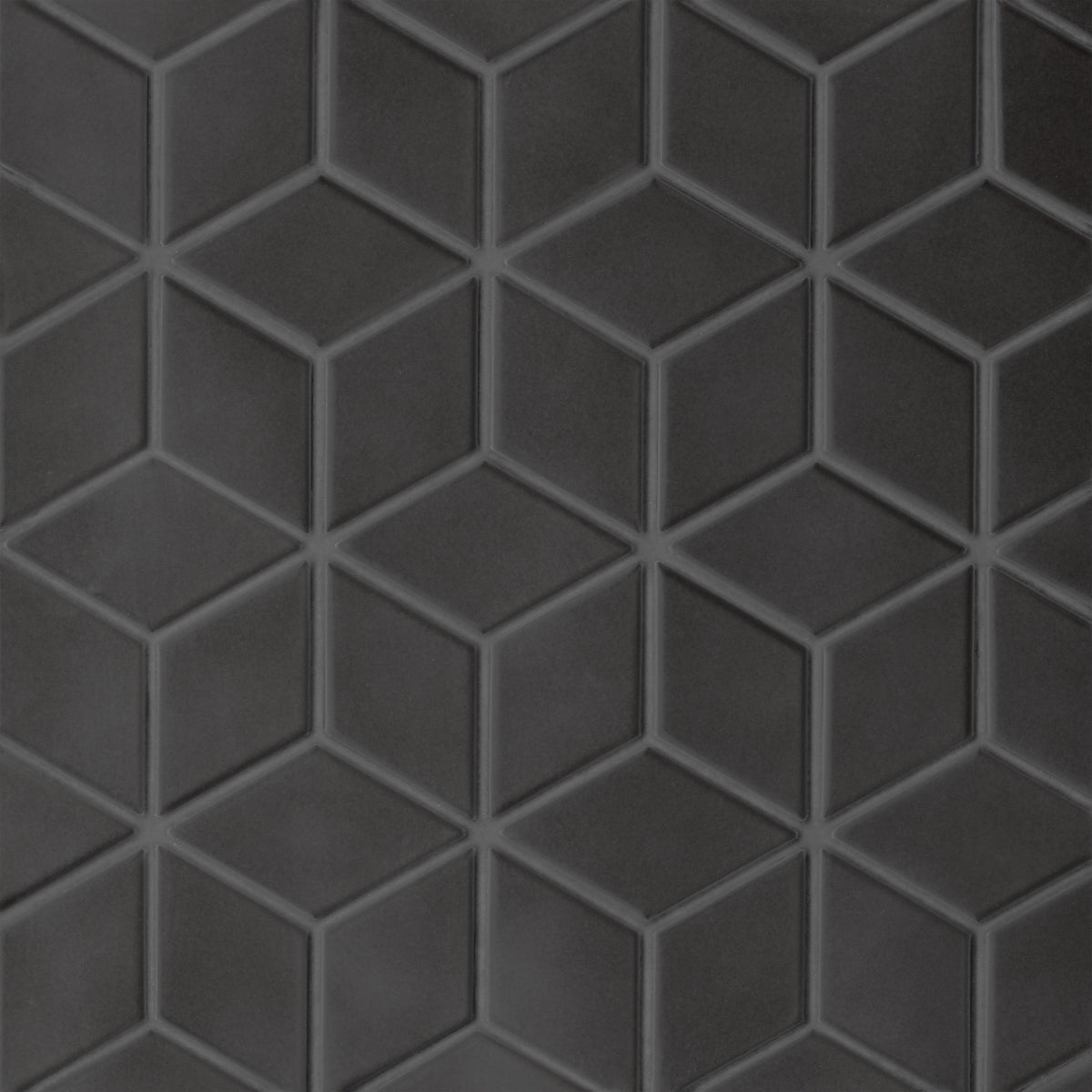 Bedrosians Le Cafe 2" x 3" Diamond Matte Porcelain Mosaic Tile in Black | Item Code 100002416