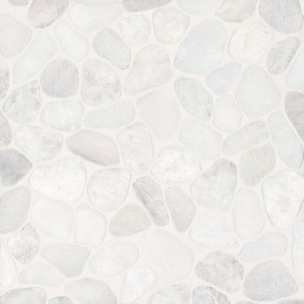 Bedrosians Waterbrook Medium Sliced Pebble Mosaic in Thassos | Item Code 100003095