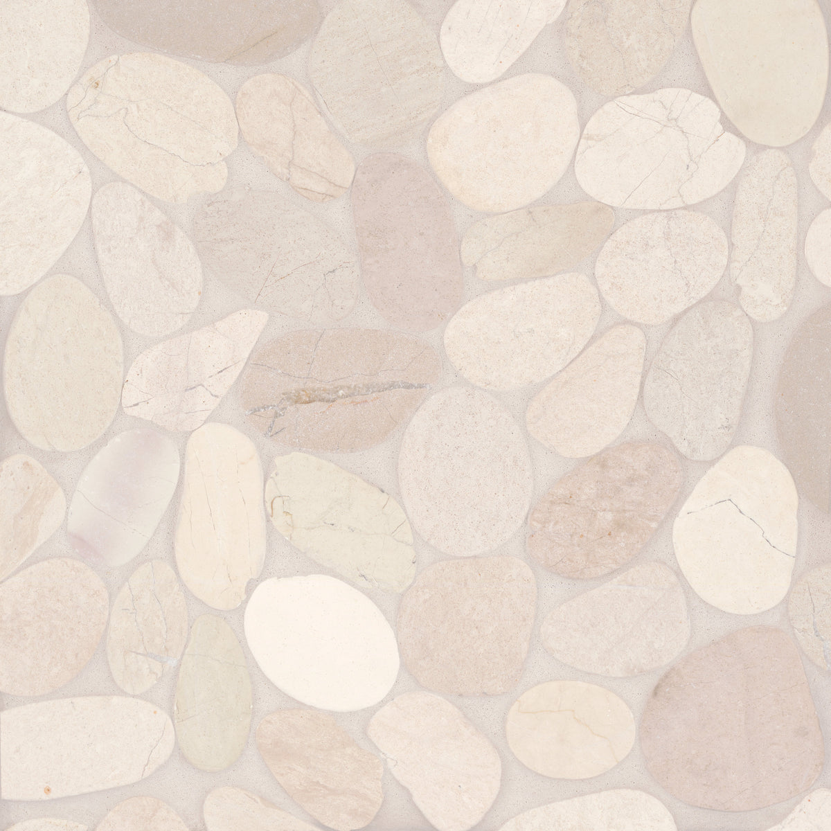 Bedrosians Waterbrook Jumbo Sliced Pebble Mosaic in White | Item Code 100003098