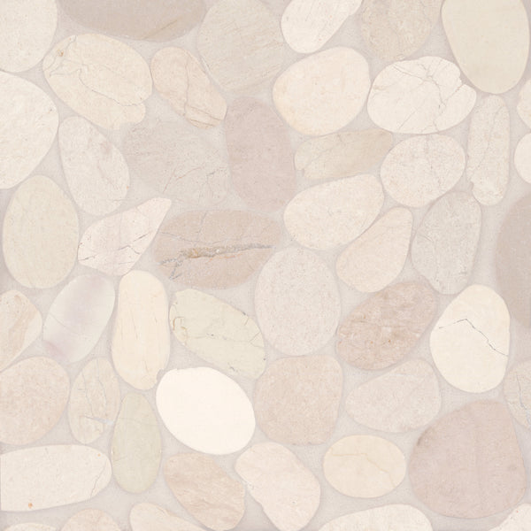 Bedrosians Waterbrook Jumbo Sliced Pebble Mosaic in White | Item Code 100003098
