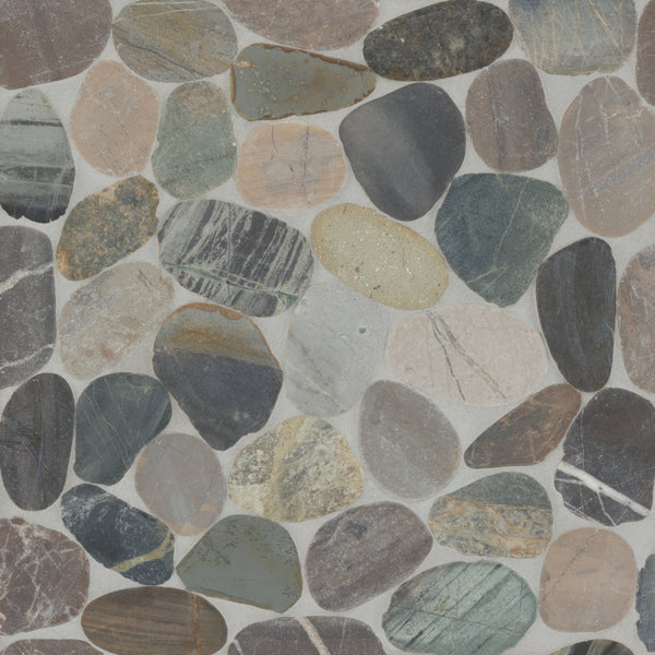 Bedrosians Waterbrook Jumbo Sliced Pebble Mosaic in Grey Mix | Item Code 100003105