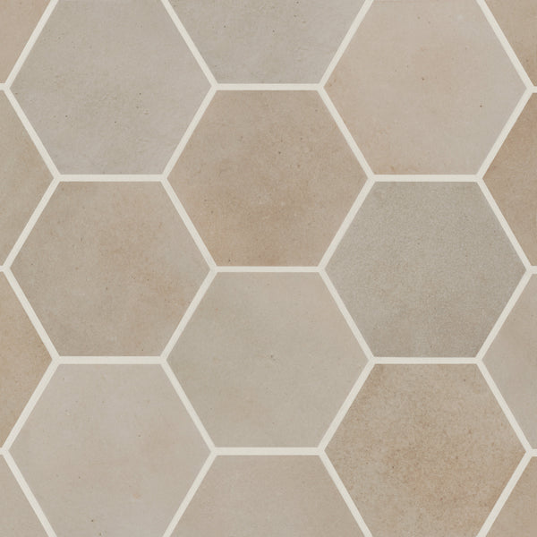 Bedrosians Celine 4" Hexagon Matte Porcelain Floor & Wall Tile in Taupe | Item Code 100003134