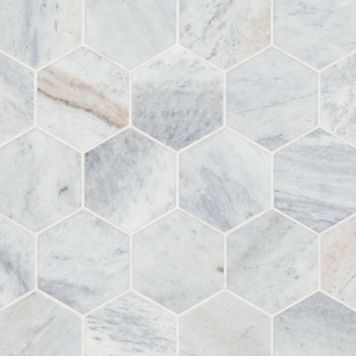 Bedrosians Glorious Blue 3" Honed Hexagon Marble Mosaic | Item Code 100003194