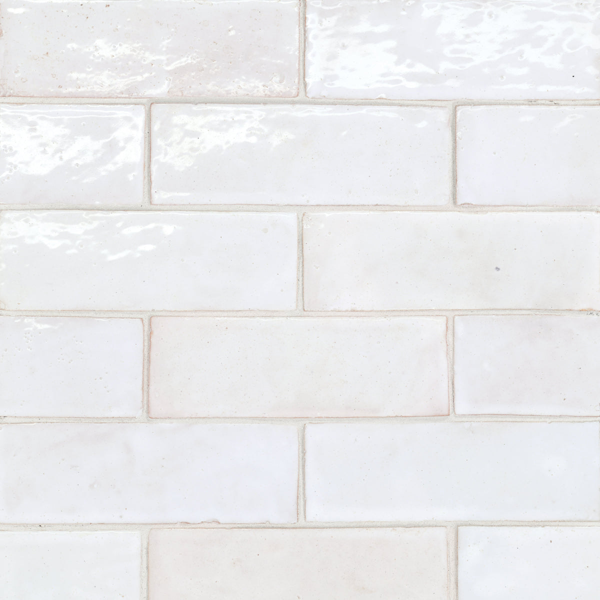 Bedrosians Zagora 2" x 6" Glossy Zellige Field Tile in Neige Blanc | Item Code 100003200