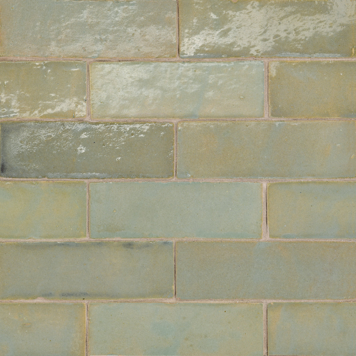 Bedrosians Zagora 2" x 6" Glossy Zellige Field Tile in Vert Gris | Item Code 100003208