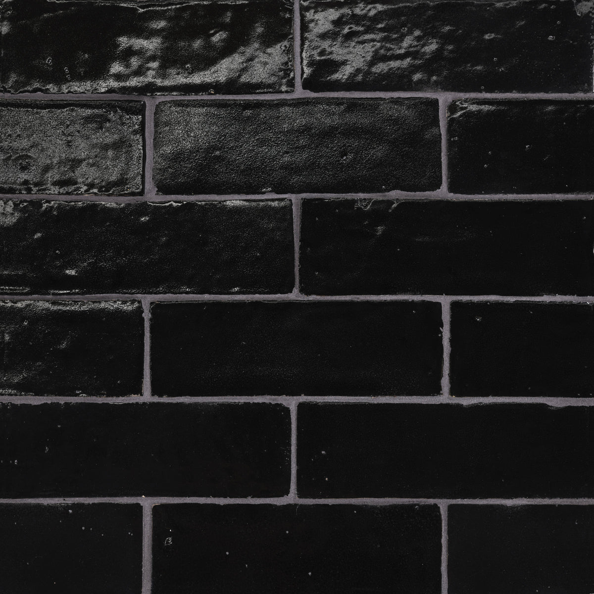 Bedrosians Zagora 2" x 6" Glossy Zellige Field Tile in Nero | Item Code 100003215