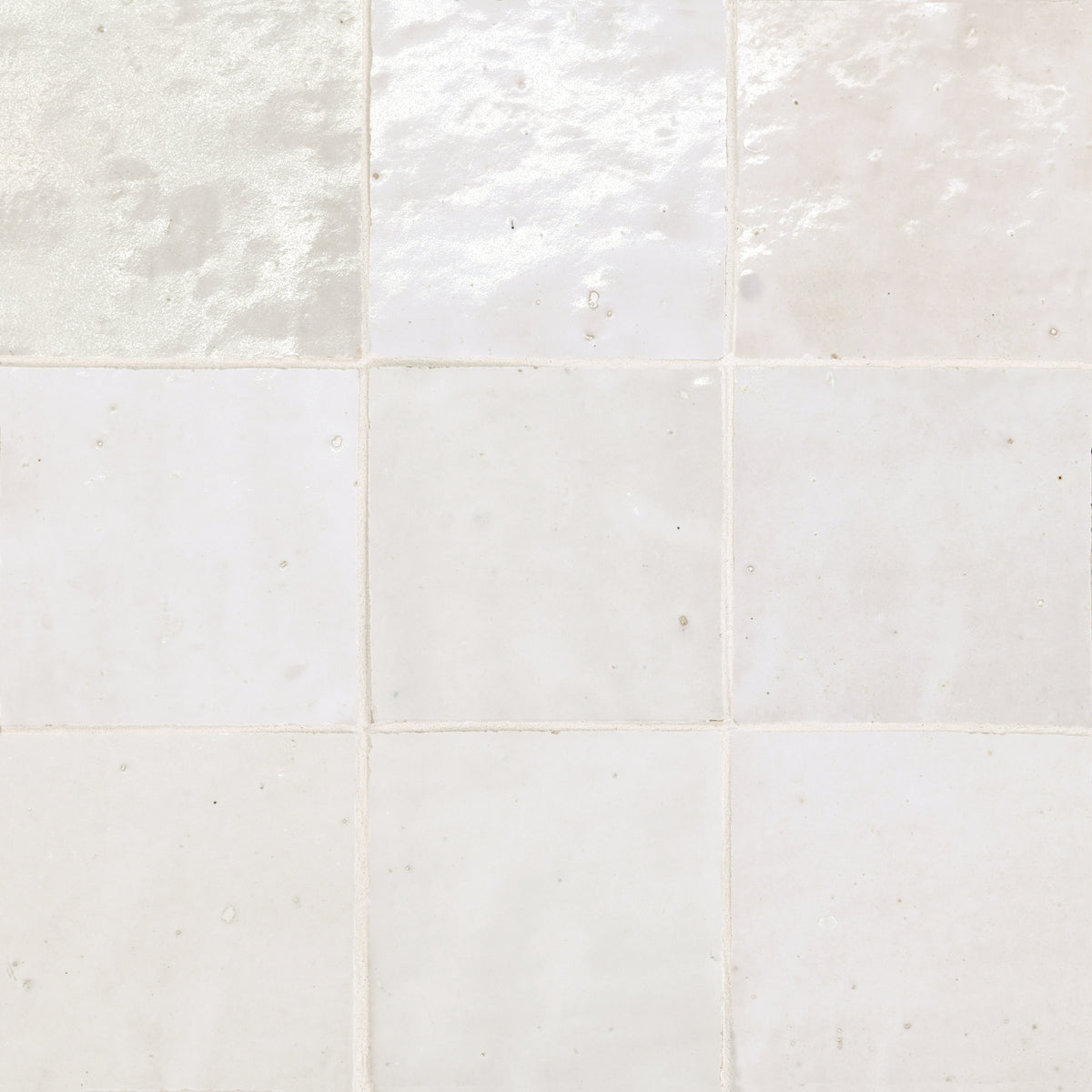 Bedrosians Zagora 4" x 4" Glossy Zellige Field Tile in Blanc | Item Code 100003218
