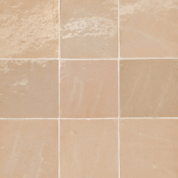 Bedrosians Zagora 4" x 4" Glossy Zellige Field Tile in Ivoire | Item Code 100003221