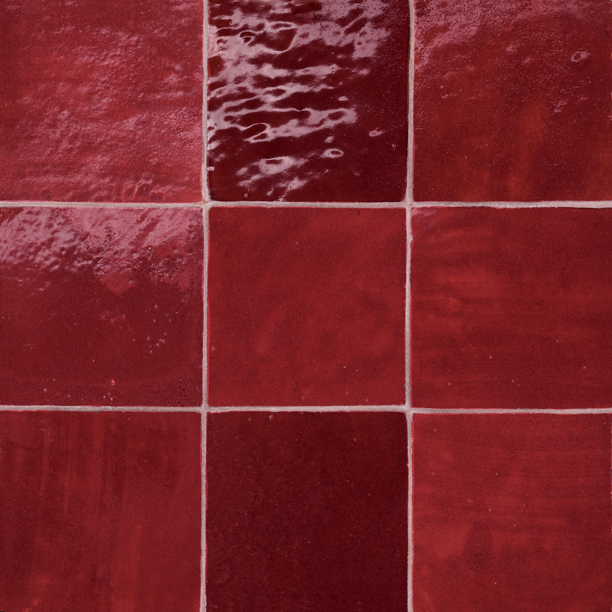 Bedrosians Zagora 4" x 4" Glossy Zellige Field Tile in Rouge | Item Code 100003223