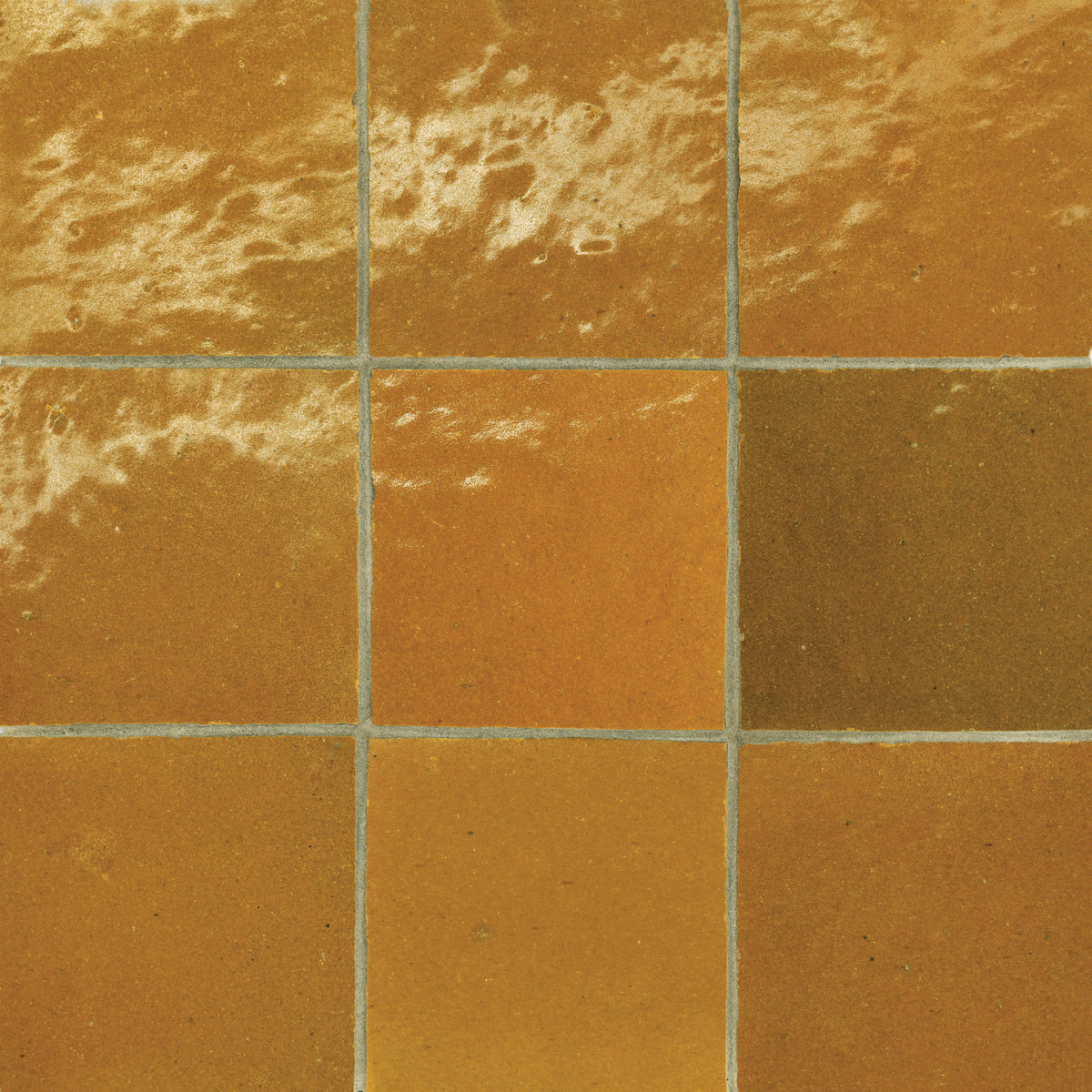 Bedrosians Zagora 4" x 4" Glossy Zellige Field Tile in Caramel | Item Code 100003224