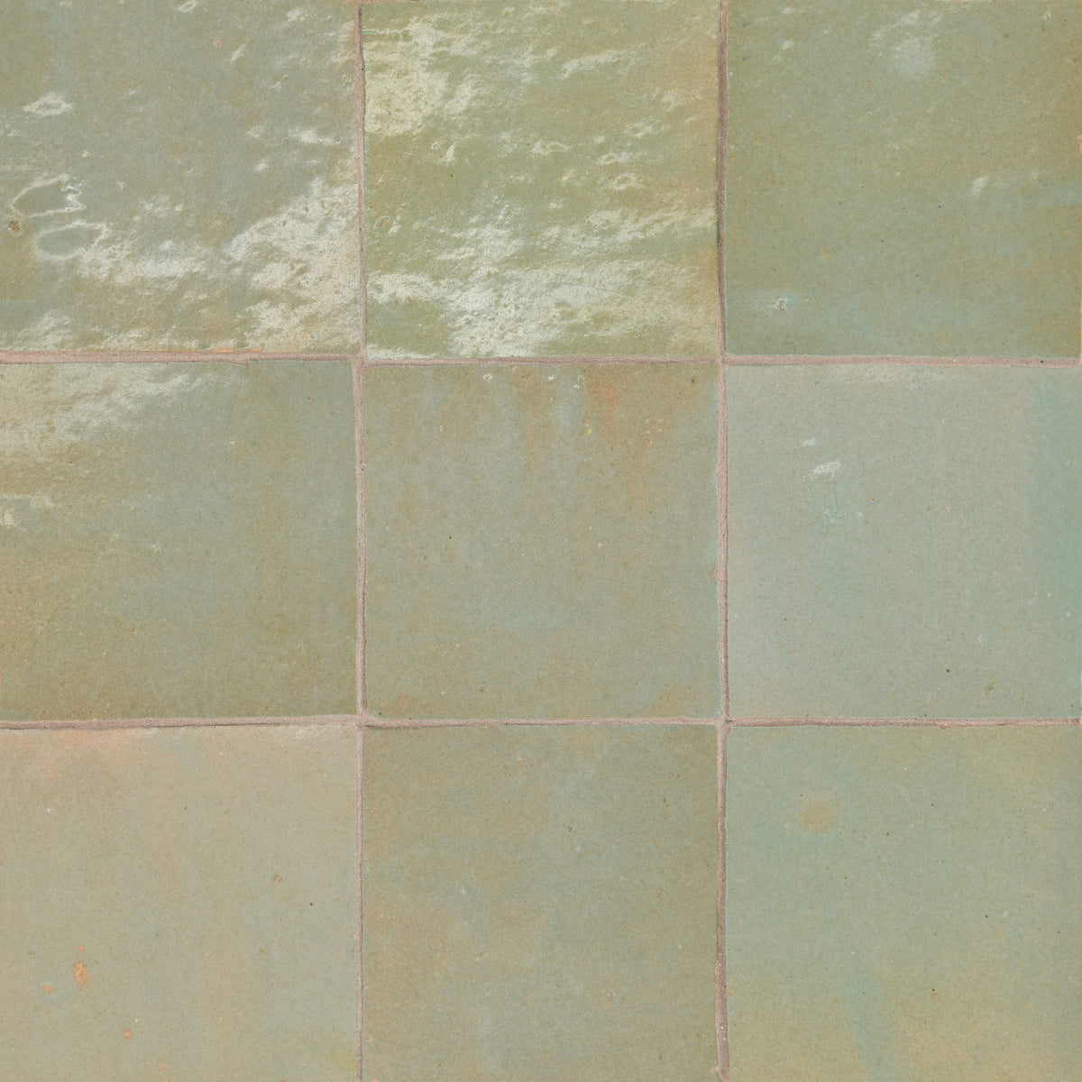 Bedrosians Zagora 4" x 4" Glossy Zellige Field Tile in Vert Gris | Item Code 100003225