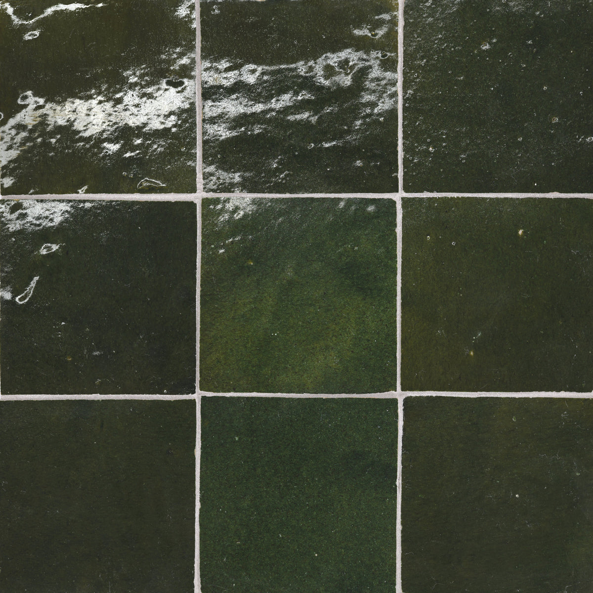Bedrosians Zagora 4" x 4" Glossy Zellige Field Tile in Vert Mousse | Item Code 100003226