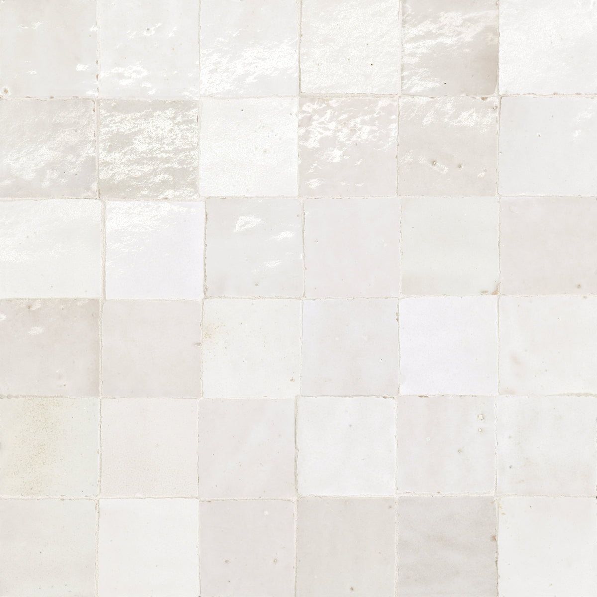 Bedrosians Zagora 2" x 2" Glossy Zellige Mosaic Tile in Blanc | Item Code 100003239