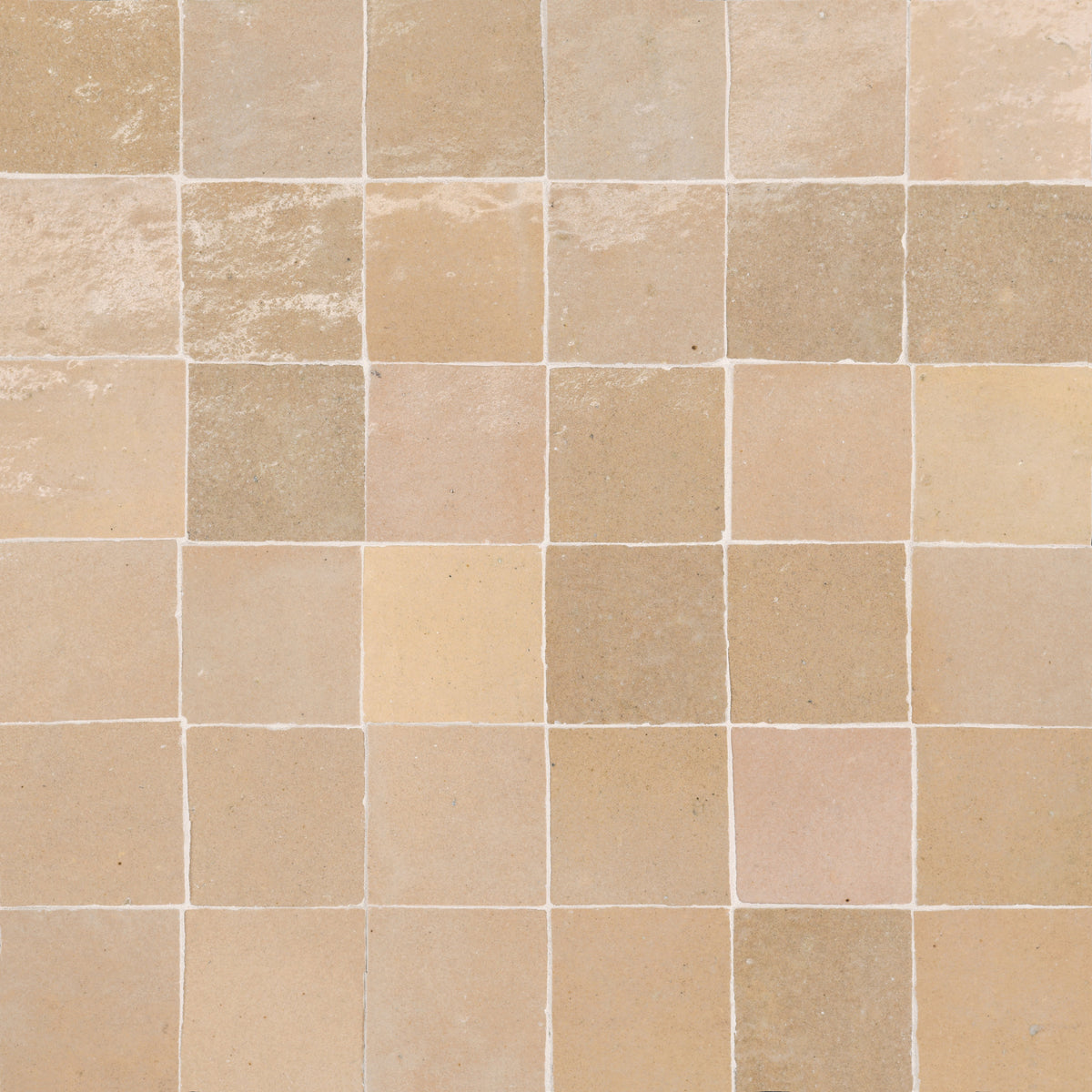 Bedrosians Zagora 2" x 2" Glossy Zellige Mosaic Tile in Ivoire | Item Code 100003242