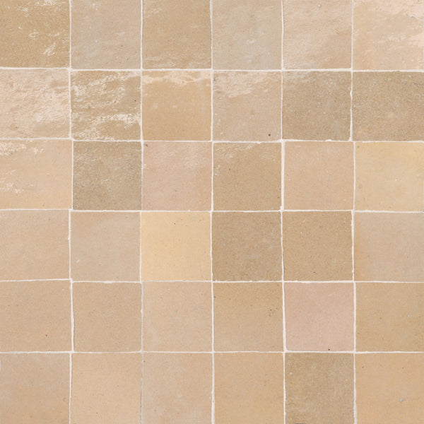 Bedrosians Zagora 2" x 2" Glossy Zellige Mosaic Tile in Ivoire | Item Code 100003242