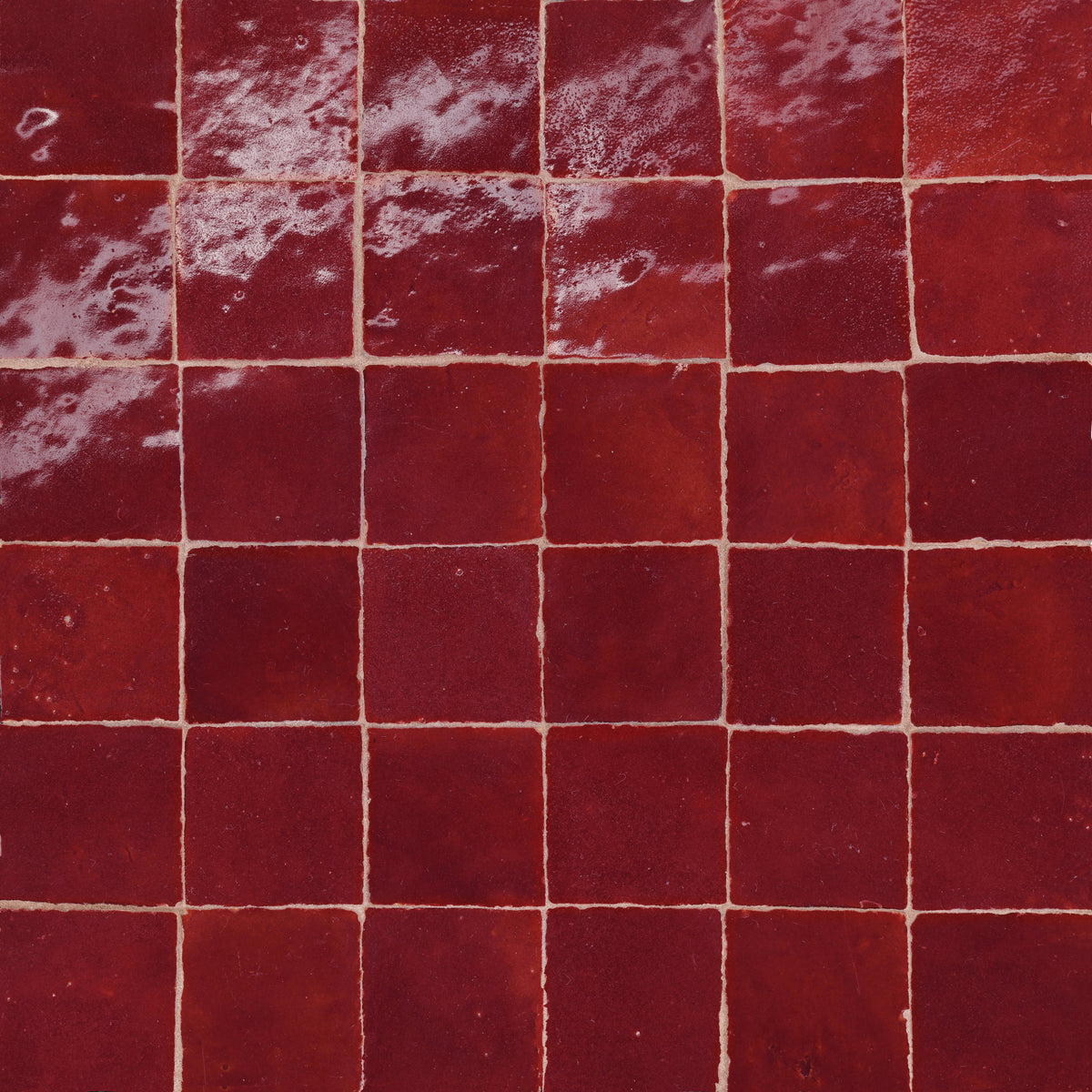 Bedrosians Zagora 2" x 2" Glossy Zellige Mosaic Tile in Rouge | Item Code 100003244