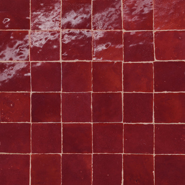 Bedrosians Zagora 2" x 2" Glossy Zellige Mosaic Tile in Rouge | Item Code 100003244