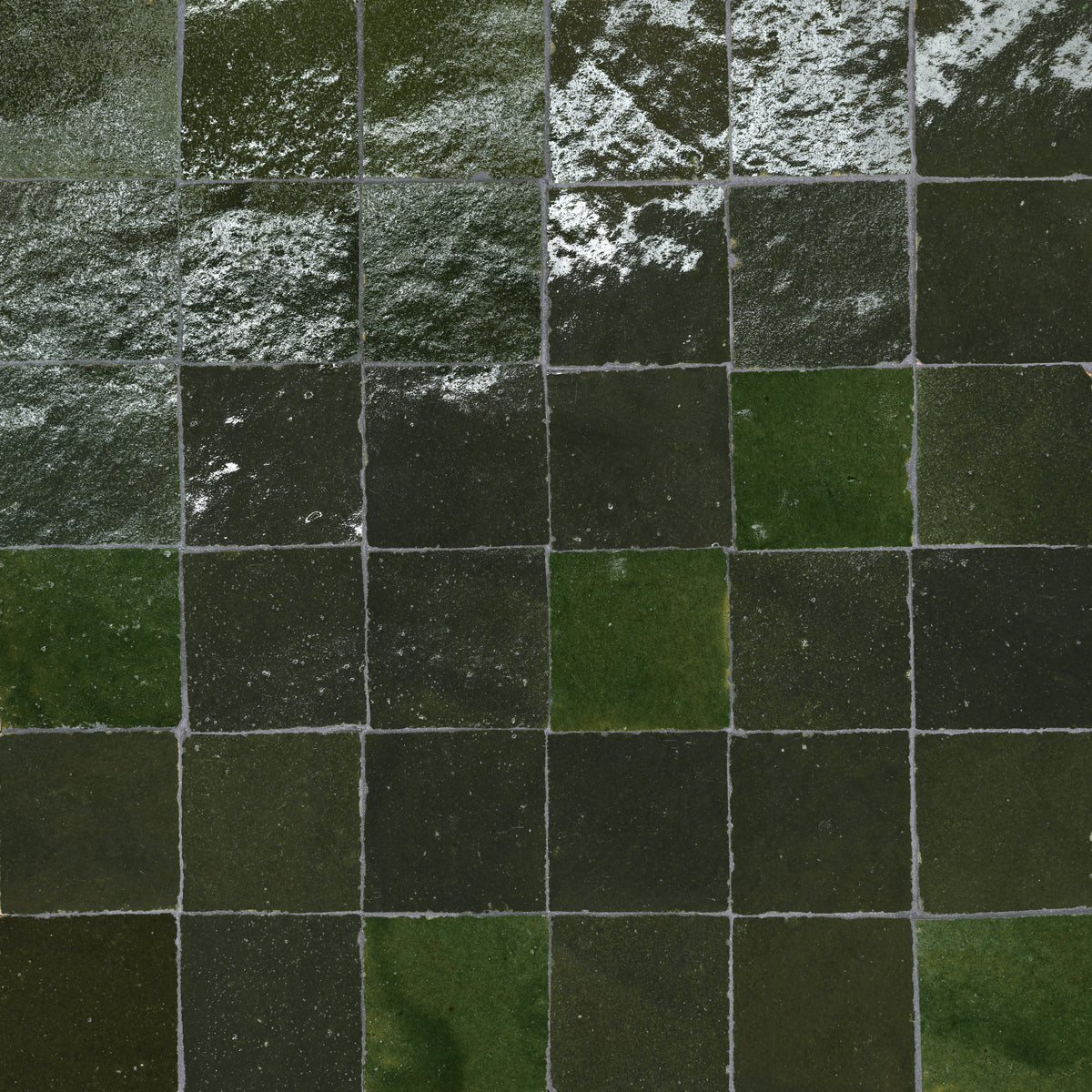 Bedrosians Zagora 2" x 2" Glossy Zellige Mosaic Tile in Vert Mousse | Item Code 100003247