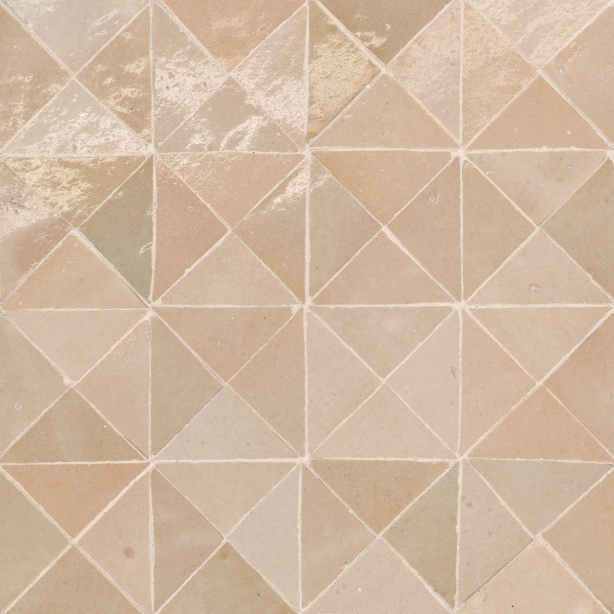 Bedrosians Zagora Triangle Glossy Zellige Mosaic Tile in Ivoire | Item Code 100003274