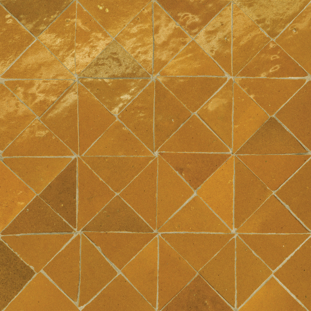 Bedrosians Zagora Triangle Glossy Zellige Mosaic Tile in Caramel | Item Code 100003277