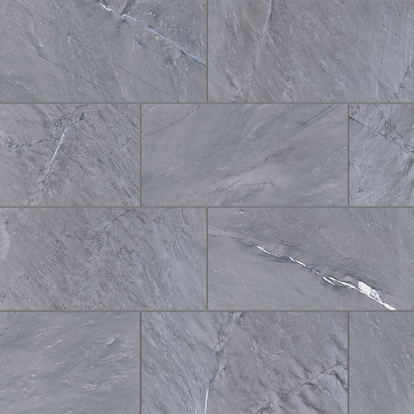 Bedrosians Prati 12" x 24" Polished Field Tile in Breccia Grey | Item Code 100003577