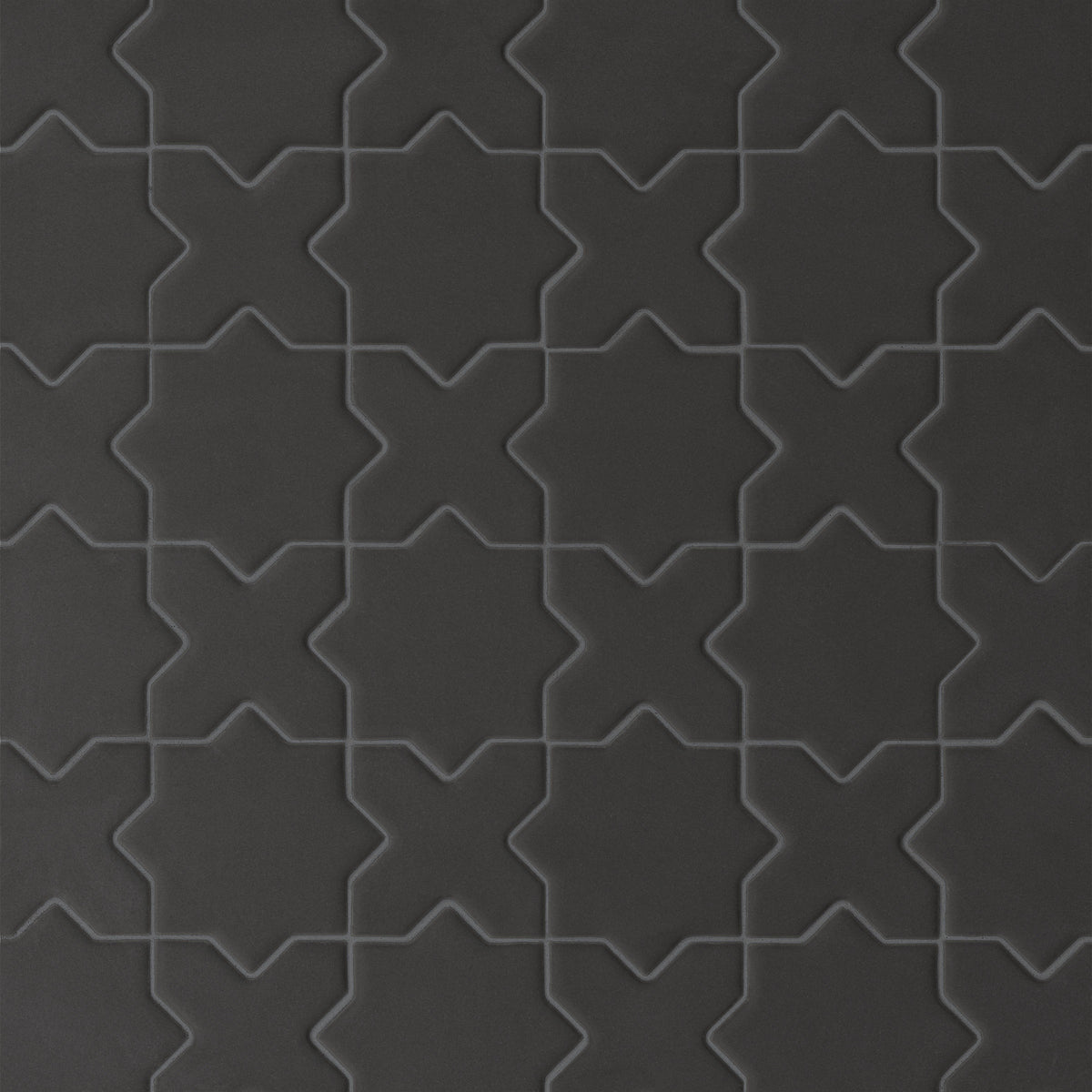 Bedrosians Le Cafe 2" x 2" Cross & Star Matte Porcelain Mosaic Tile in Black | Item Code 100003614
