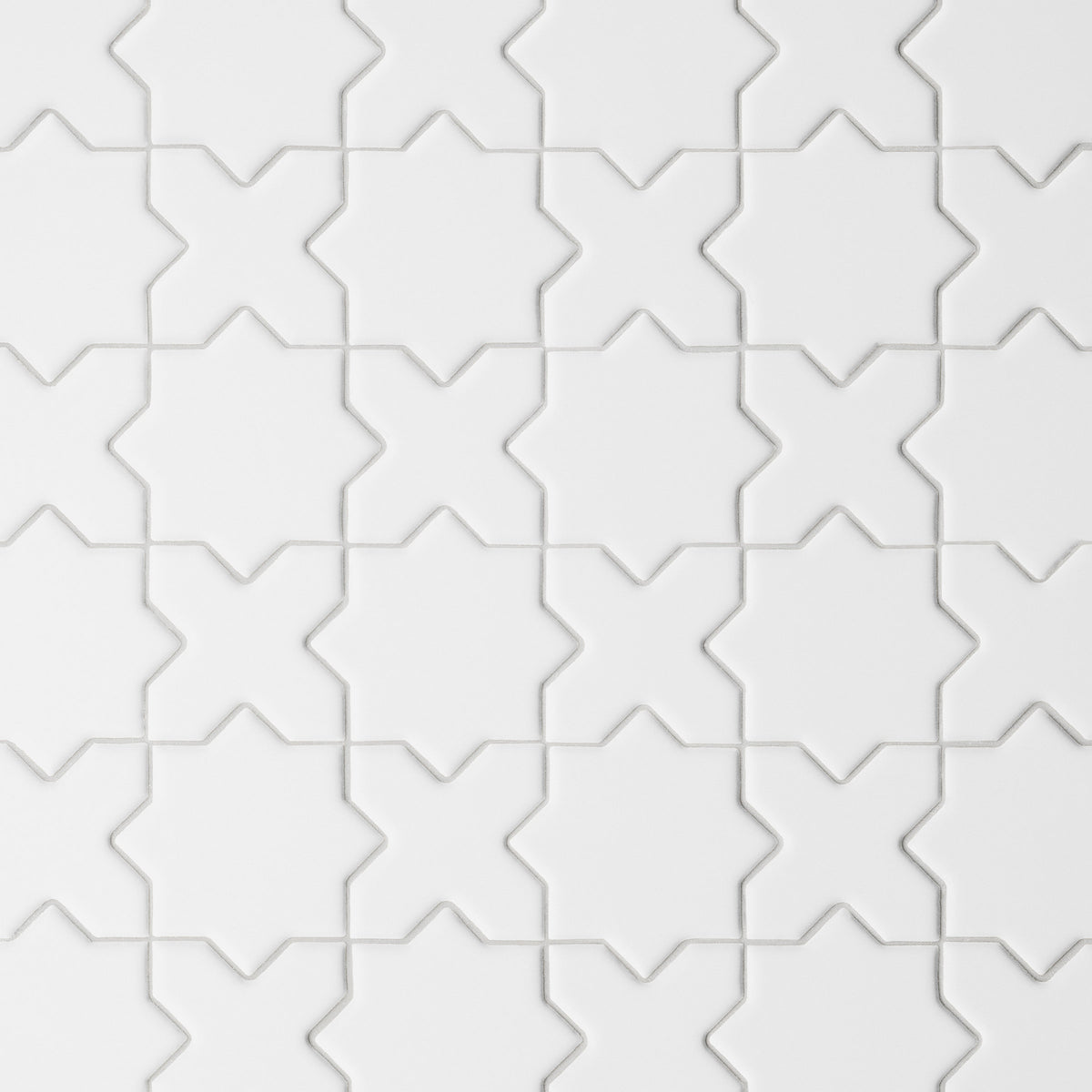 Bedrosians Le Cafe 2" x 2" Cross & Star Matte Porcelain Mosaic Tile in White | Item Code 100003615