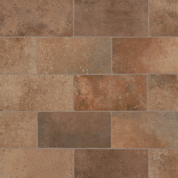 Bedrosians Montana 5" x 10" Matte Brick-Look Porcelain Field Tile in Bitterroot | Item Code 100004017