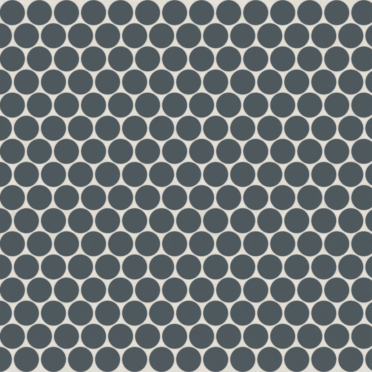 Bedrosians Marin 3/4" Penny Round Matte Porcelain Mosaic in Midnight Tide | Item Code 100004033