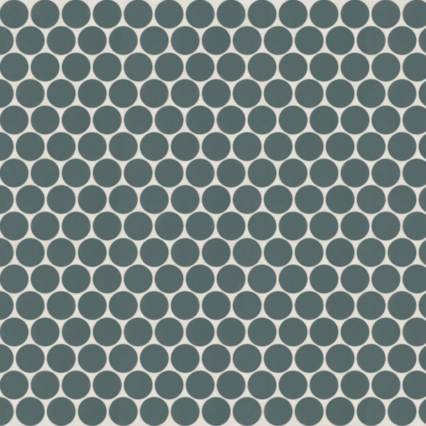 Bedrosians Marin 3/4" Penny Round Matte Porcelain Mosaic in Ocean Teal | Item Code 100004034
